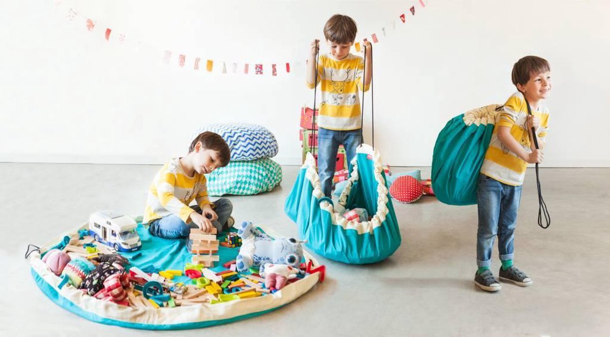 Play & Go | Speelkleed & opbergzak - Turquoise | bol.com