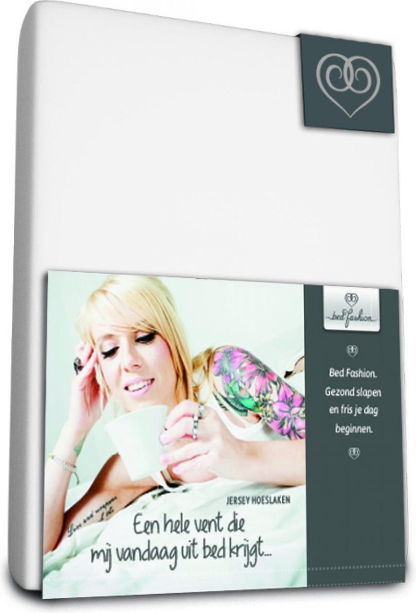 Bed-Fashion jersey topdek split hoeslaken Wit - 180 x 200 cm - Wit
