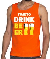 Time to Drink Beer tekst tanktop / mouwloos shirt oranje heren - heren singlet Time to Drink Beer - oranje kleding S