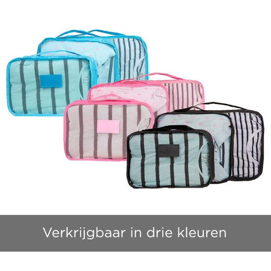 TravelSky Packing Cubes - Koffer Organizer - Inpak Kubussen – 6 stuks - Zwart - TravelSky