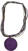 Behave® ketting paars met ronde schelp hanger 45 cm