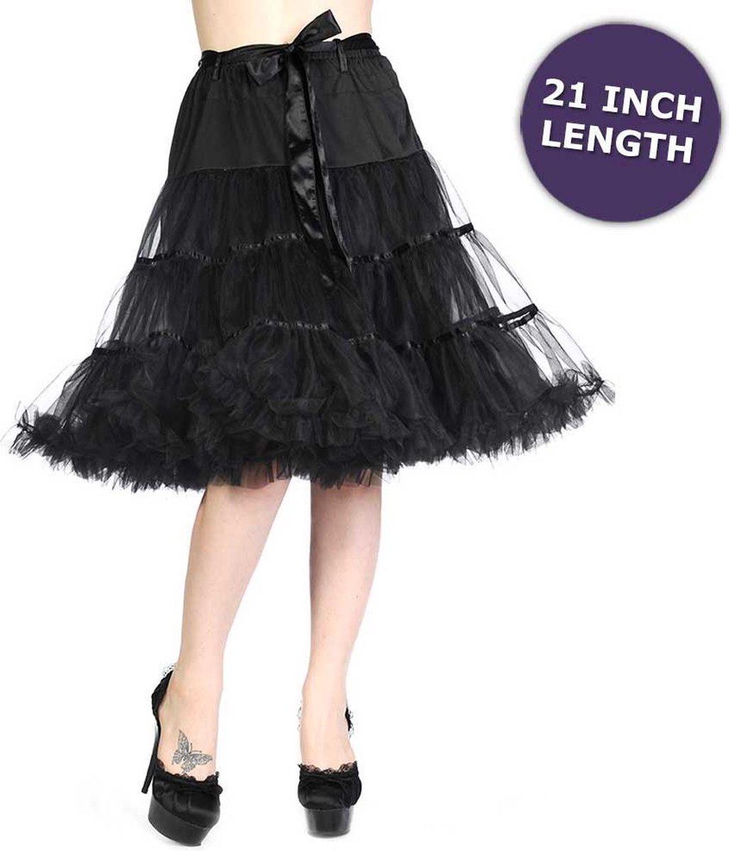 Banned Petticoat -L- Ribbon skirt Vintage Zwart
