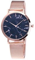 Marmer mesh horloge rosé kleurig - Marble Watch - mesh band- staal - 38 mm - I-deLuxe verpakking