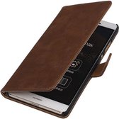 Huawei P8 Max Bark Hout Booktype Wallet Hoesje Bruin - Cover Case Hoes