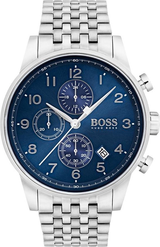 Hugo Boss HB1513498 Navigator Horloge - Staal - Zilverkleurig - Ø44 mm