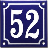 Emaille huisnummer blauw/wit nr. 52