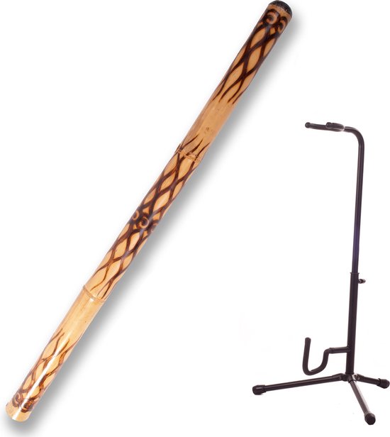Australian Treasures Didgeridoo ''flamed'' + Didgeridoo Display Stand