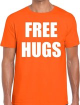 Free hugs tekst t-shirt oranje heren M