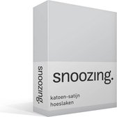 Snoozing - Katoen-satijn - Hoeslaken - Tweepersoons - 120x200 cm - Grijs