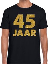 45 jaar goud glitter verjaardag/jubilieum kado shirt zwart heren L