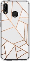 Design Siliconen Backcover Huawei P20 Lite hoesje - Grafisch Wit / Koper