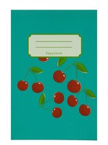 Notitieboek - A5 - Kersjes - Gelijnd - Elastiek - Gelijnd - Softcover - Werk - Studie - Dagboek - Turquoise - Schrijven - Lijntjes