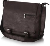 Solier - casual messenger schoudertas - kunstleer -donker bruin -34x32x11 cm