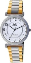 Q&Q dames horloge Q548-404Y goud/zilverkleurig met witte wijzerplaat