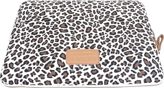 Kayond Laptop Sleeve tot 15.4 inch - 36,5 x 25,5 x 1,5 cm - Panterprint - Crème/Bruin