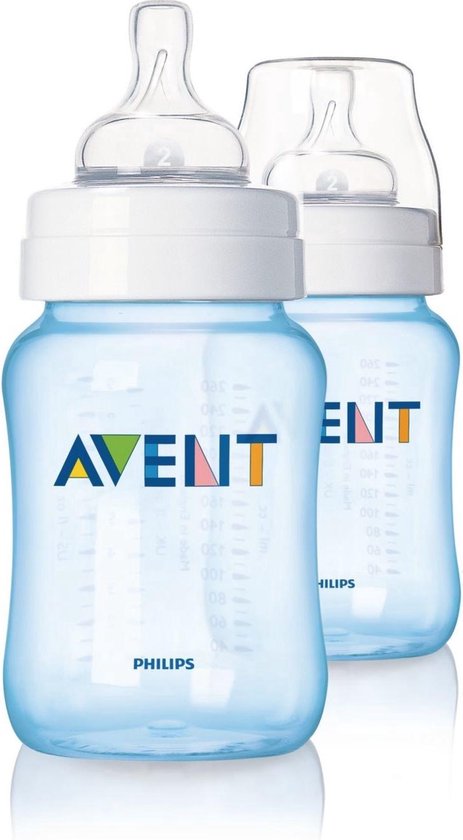 Avent Classic Fles 260ml- 2 Pack - Blauw | bol.com