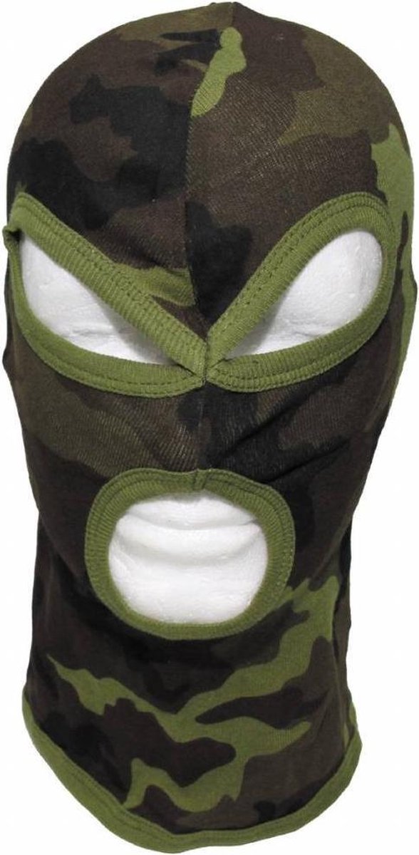 MFH Bivakmuts Balaclava driegaats dun met topisolatie M 95 CZ camouflage 100% Katoen Groen