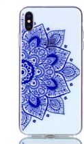 Shop4 - Geschikt voor iPhone Xs Max Hoesje - Zachte Back Case Lotus Blauw
