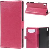 Kds PU Leather Wallet case cover hoesje Sony Xperia Z roze