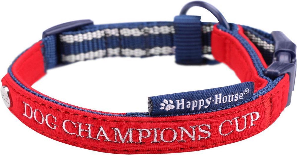 Happy-House Sportive Halsband / Hondenhalsband - Rood-Blauw - S - Breedte: 1,5 cm - Nekomtrek: 30 - 35 cm (GELIEVE ALVORENS BESTELLEN OPMETEN)