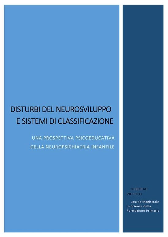 Disturbi del neurosviluppo e sistemi di classificazione. Una ... - cover