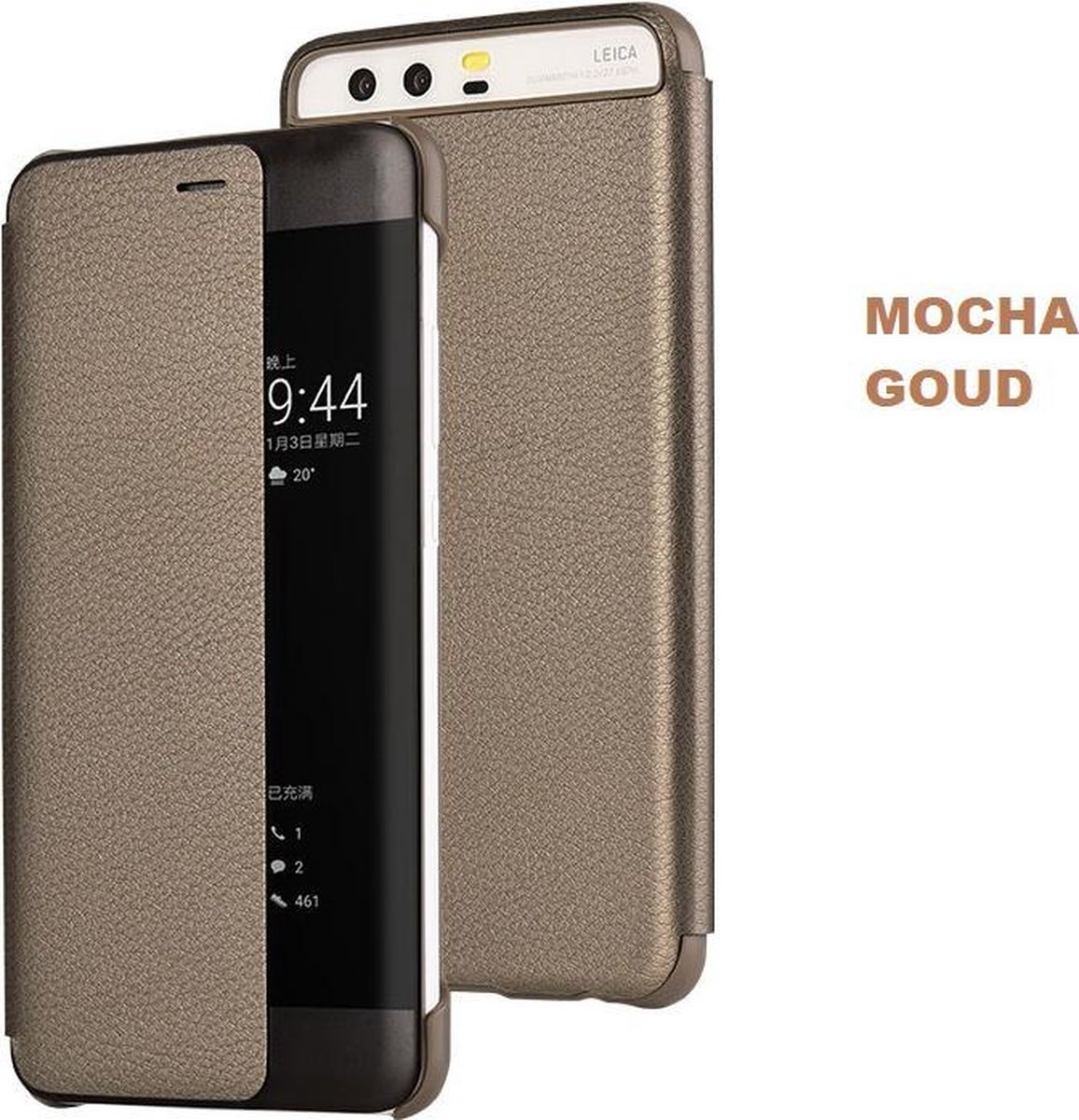 View Flip Smart Cover voor Huawei P10 – Mocha Goud