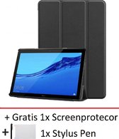 Smart Cover Book Case Hoes Geschikt Voor Huawei MediaPad T5 10.1 10 Inch - Tri-Fold Multi-Stand Flip Sleeve - Zwart