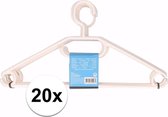 20x Plastic kledinghangers wit - Kleerhangers - Kunststof garderobe hangers voor kledingrek/kledingkast 20 stuks