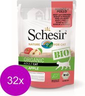 Schesir Kat Bio Pouch 85 g - Kattenvoer - 32 x Rund&Kip&Appel