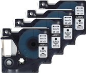 4x Compatible voor Dymo 40913 Standard Label Tape - Zwart op Wit - 9mm x 7m