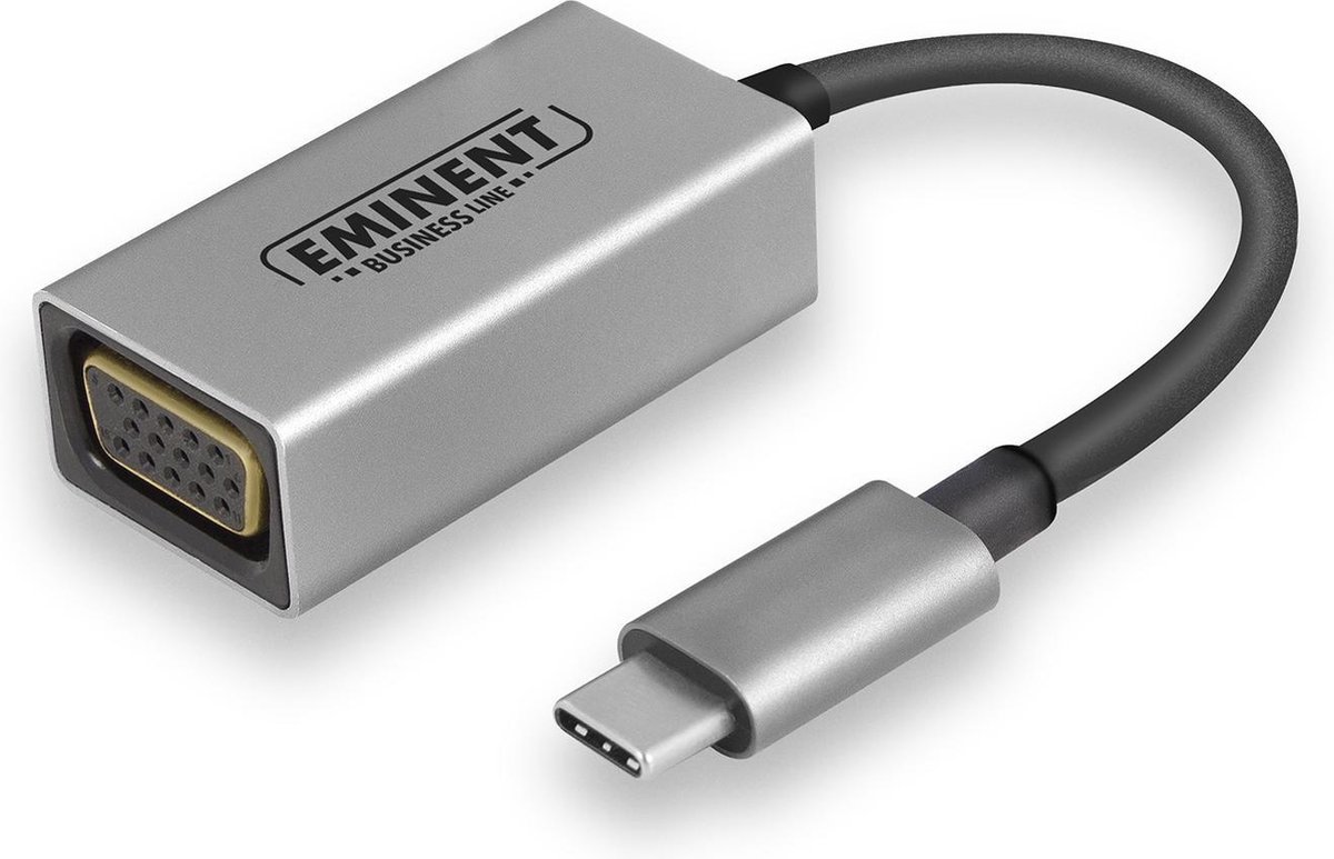 Eminent AB7871 kabeladapter/verloopstukje USB Type-C VGA Aluminium, Zwart