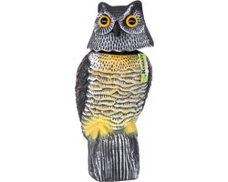 Bewegende Uil - Vogelverschrikker - Vogelverjager - Kunststof Roofvogel - Hoog 38 cm