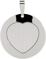 Silver Lining hanger - graveerplaatje - zilver - Ø22 mm - rond - hart