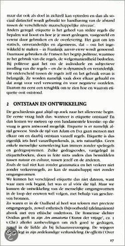 Pagina 2 uit het boek 'De Dikke Ditz Hoe hoort het eigenlijk?' met tekst over het ontstaan en de ontwikkeling van etiquette.