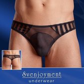 Zwarte mannenstring licht transparant XL