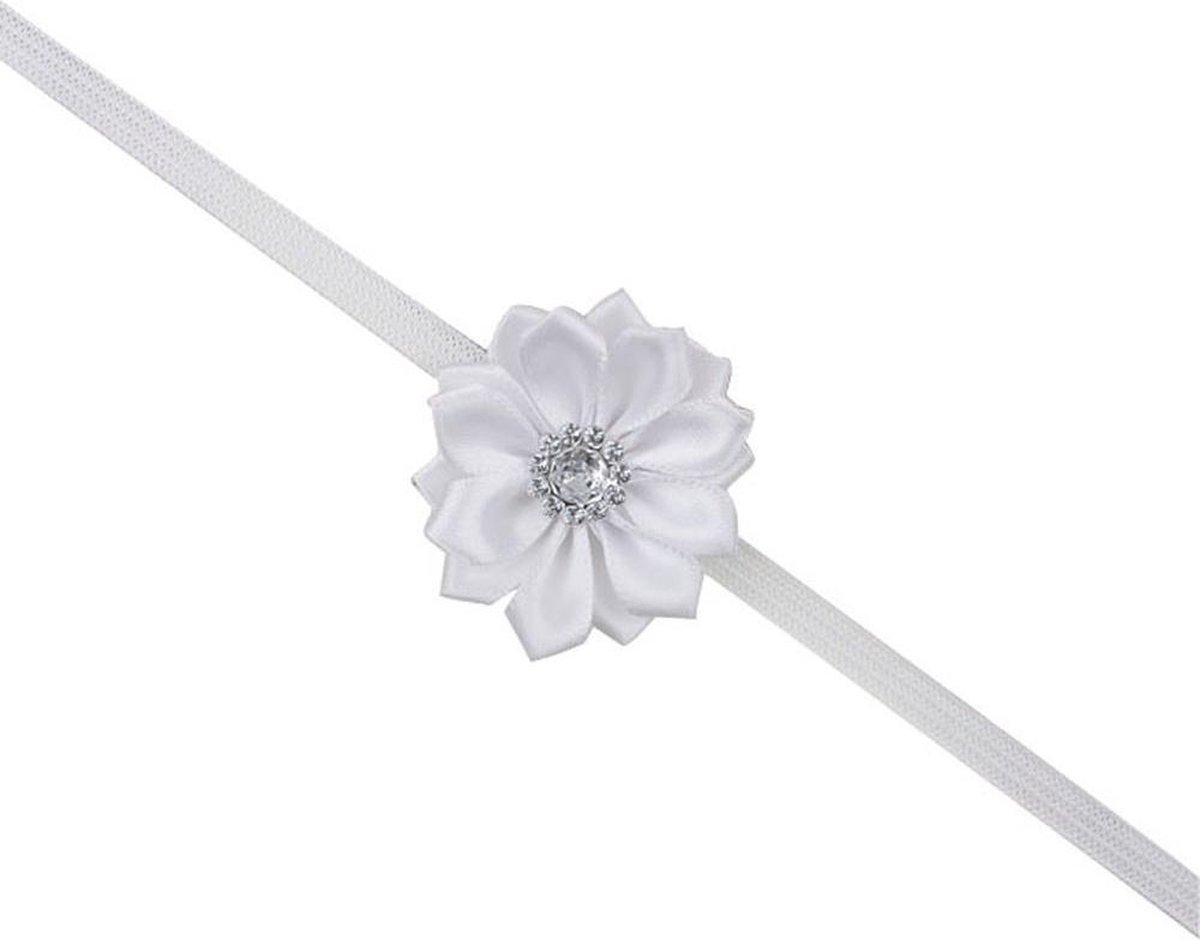 Haarband dun met mooie bloem - Wit