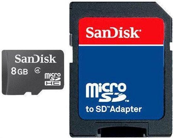 afbetalen kant Verlammen Micro SDHC kaart 8GB class 4 van SanDisk (geheugenkaart met adapter) |  bol.com