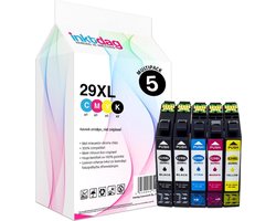 Inktdag inktcartridges voor Epson 29 inktcartridge, Epson 29XL multipack van 5 stuks (2*BK, 1*CMY) geschikt voor printers Epson Expression Home…