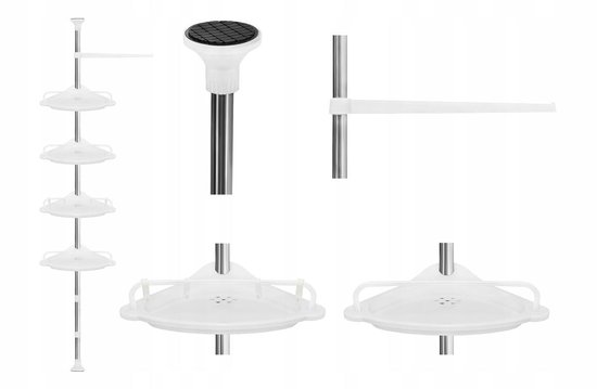 Etagère de douche télescopique - Etagère d'angle ajustable - Panier de douche mural sur pied Support mural - Support de salle de bain