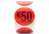 Prijsstickers op rol 50 euro 2cm - 500 stuks