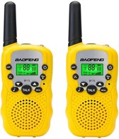 Set van 2 gele kinder walkie talkies (incl. 8 batterijen)