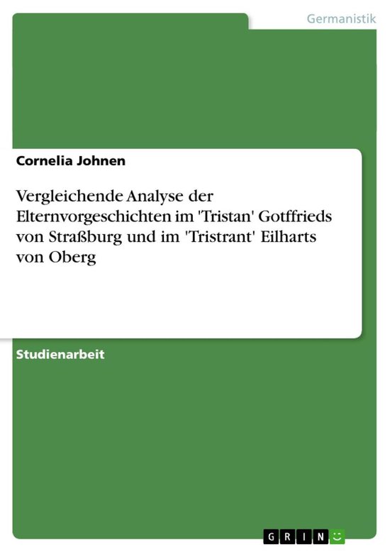 Vergleichende Analyse der Elternvorgeschichten im 'Tristan'  ... - cover