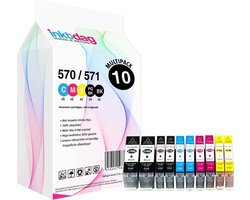 Inktdag inktcartridges voor Canon PGI-570XL / CLI-571XL, Canon 570/571 cartridge van 10 stuks voor Pixma MG5700, MG5750, MG5751, MG5752, MG5753,…
