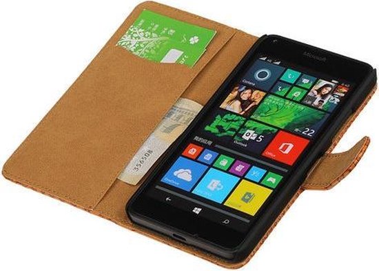 Etui Portefeuille Microsoft Lumia 640 Snake Snake Booktype Marron - Housse Etui