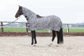 Harry's Horse Vliegendeken mesh, hals en zadeluitsparing, zebra gray 215cm