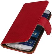 Samsung Galaxy S4 i9500- Echt Leer Bookcase Roze - Lederen Leder Cover Case Wallet Hoesje