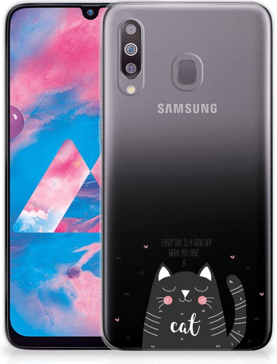 Samsung Galaxy M30 Telefoonhoesje met Naam Cat Good Day