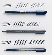 3 Japanse Kwaliteits Brushpennen van Zebra + 1 x A4 Spiraal Gebonden Hand/Brushlettering Boek