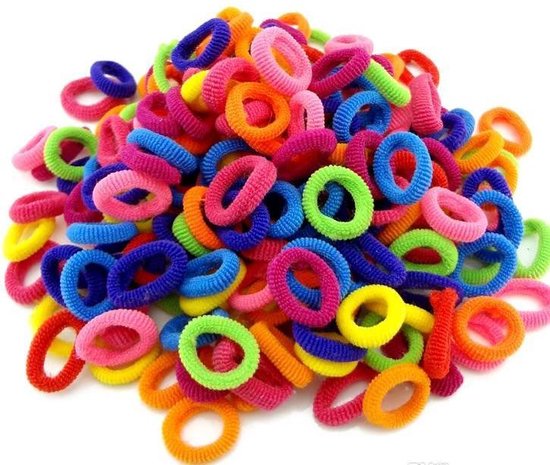 Color mix Bandes élastiques pour cheveux - 100 pièces - Trendy Colors - Bandes élastiques pour cheveux colorés pour filles - Bandeaux Enfants - Bébés