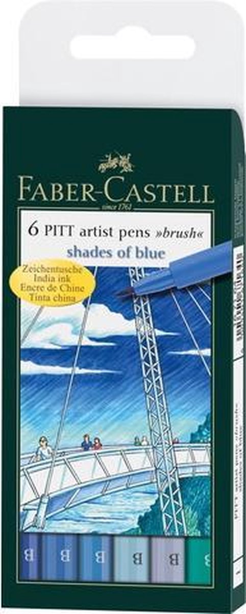 Faber-Castell Pitt Artist Brush Pen - Shades of blue - set 6 delig